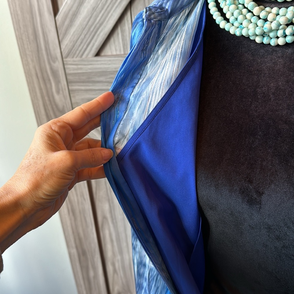 Gorgeous flowy vivid blue Tahari midi dress with pockets - Like new XS - Picture 13 of 15